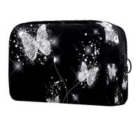 Beauty case glamour con farfalla per donne, trousse da viaggio per articoli da toeletta grandi, pratica borsa organizer con cerniera, Multi, 18.5x7.5x13cm/7.3x3x5.1in, Beauty case