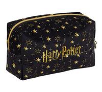 Beauty case Harry Potter per donne e ragazze, astuccio doppio lato nero per cosmetici e articoli da toeletta, accessorio da viaggio, regalo delle Relique della Morte.