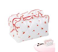 Beauty case imbottito, organizer per trucco floreale con volant | Organizer per trucco elegante e adorabile, borsa da viaggio portatile per ragazze e donne, bianco, Consulte la descripción, Vedere la