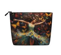 Beauty case impermeabile con stampa a farfalla e ragazza danza per donne Zipper viaggio toilette Pouch
