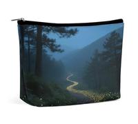 Beauty case impermeabile da viaggio, in pelle PU, con lucciola e montagna, piccola custodia per articoli da toeletta carina, custodia portatile con cerniera per donne e uomini, accessori da viaggio