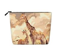 Beauty case impermeabile effetto lino giraffa mamma e bambino - leggero organizer da viaggio, custodia per cosmetici con cerniera