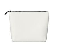 Beauty case impermeabile effetto lino tinta unita bianco - leggero organizer da viaggio, custodia per cosmetici con cerniera