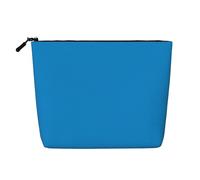 Beauty case impermeabile effetto lino tinta unita blu - borsa organizer da viaggio leggera, custodia per cosmetici con cerniera