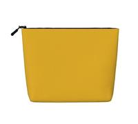 Beauty case impermeabile effetto lino tinta unita oro - leggero organizer da viaggio, custodia per cosmetici con cerniera