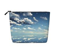 Beauty case in canapa con cielo blu e nuvole bianche, impermeabile, organizer per cosmetici per articoli da toeletta da viaggio e per riporre tutti i giorni