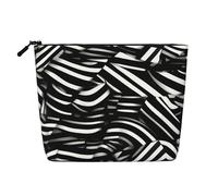 Beauty case in canapa con linee bianche e nere, impermeabile, organizer per cosmetici per articoli da toeletta da viaggio e per riporre tutti i giorni