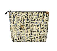 Beauty case in canapa con mappa del tesoro labirinto, impermeabile, organizer per cosmetici per articoli da toeletta da viaggio e per riporre tutti i giorni