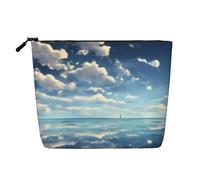 Beauty case in canapa con nuvole bianche sul mare, impermeabile, organizer per cosmetici per articoli da toeletta da viaggio e per riporre tutti i giorni
