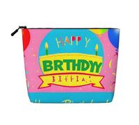 Beauty case in canapa con palloncini e scritta "Happy Birthday", impermeabile, organizer per cosmetici per articoli da toeletta da viaggio e per riporre tutti i giorni