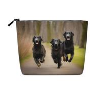Beauty case in canapa finta con stampa di coccinelle - Trousse da viaggio per donne, conservazione quotidiana, viaggi di lavoro e altro ancora, Trotting Flat Coated Retrievers Paw, Taglia unica