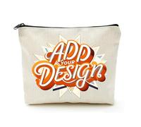 Beauty case in lino beige Your Design Here collega che lascia regali, Beige, Taglia unica