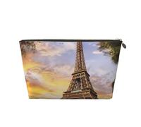 Beauty case in pelle bianca e nera con gatti, grande capacità, portatile, da viaggio, adatta per uso quotidiano e in viaggio, Torre Eiffel Parigi, Taglia unica
