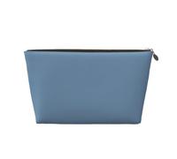 Beauty case in pelle blu-grigio per uomo, borsa da viaggio, Beauty case 1 | Il sacchetto di cuoio degli uomini blu-grigio con la chiusura lampo liscia tiene attrezzatura da barba