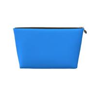 Beauty case in pelle blu-grigio per uomo, borsa da viaggio, Beauty case 3 | Il sacchetto di cuoio degli uomini blu-grigio con la chiusura lampo liscia tiene attrezzatura da barba