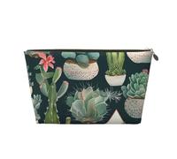 Beauty case in pelle colorata con lecca-lecca, grande capacità, portatile, da viaggio, adatta per uso quotidiano e in viaggio, Piante grasse e cactus, Taglia unica