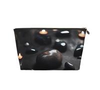 Beauty case in pelle colorata con lecca-lecca, grande capacità, portatile, da viaggio, adatta per uso quotidiano e in viaggio, Pietra Cuore Mistero Nero, Taglia unica