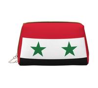 Beauty case in pelle con bandiera della Repubblica araba siriana con cerniera, portatile, per rossetti, articoli da toeletta, bianco, Taglia unica