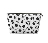 Beauty case in pelle con fiori tropicali e corgi, grande capacità, portatile, da viaggio, adatta per uso quotidiano e in viaggio, Modello di palla da calcio in bianco e nero, Taglia unica