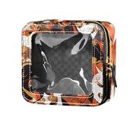 Beauty case in pelle con maschere giapponesi horror, trasparente, organizer da donna