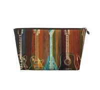 Beauty case in pelle con scimmia, grande capacità, portatile, da viaggio, adatta per uso quotidiano e in viaggio, Chitarre Art, Taglia unica