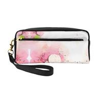 Beauty case in pelle con stampa di frammenti di colore, piccola borsa da viaggio per donne, astuccio cosmetico riutilizzabile con cerniera, Nero , Taglia unica