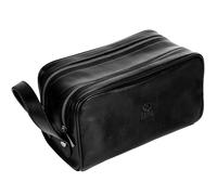 Beauty case in pelle da uomo - Trousse cosmetica - Borsa per il lavaggio per uomini - 100% vero cuoio - Trousse cosmetica di alta qualità per uomo - Time Resistance, Nero , Classico