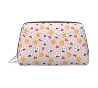 Beauty case in pelle dorata - Bella borsa per cosmetici da viaggio con stampa a sfera di riso, organizer portatile per articoli da toeletta, custodia con cerniera per uso quotidiano, Oro, Taglia unica