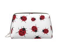 Beauty case in pelle dorata - Borsa per cosmetici da viaggio con stampa di coccinelle sette stelle, organizer portatile per articoli da toeletta con cerniera, per uso quotidiano, Oro, Taglia unica