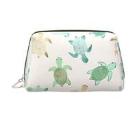 Beauty case in pelle dorata - Borsa per cosmetici da viaggio con stampa tartaruga, organizer portatile per articoli da toeletta con cerniera, per uso quotidiano, Oro, Taglia unica