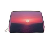 Beauty case in pelle dorata - Bright Moon at Sea Hippie Print Travel Cosmetic Organizer con manico e cerniera - perfetta per l'uso quotidiano, Oro, Taglia unica