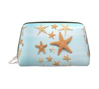 Beauty case in pelle dorata, con stampa 3D estiva e marittima, da viaggio, con cerniera, ideale come regalo per i viaggiatori, Oro, Taglia unica