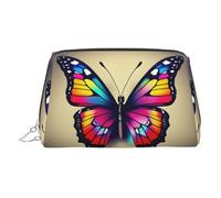 Beauty case in pelle dorata, con stampa a farfalla colorata, organizer da viaggio con manico e cerniera, perfetta per l'uso quotidiano, Argento, Taglia unica