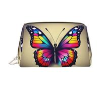 Beauty case in pelle dorata, con stampa a farfalla colorata, organizer da viaggio con manico e cerniera, perfetta per l'uso quotidiano, Oro, Taglia unica