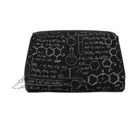 Beauty case in pelle dorata, con stampa astratta di scienza chimica, da viaggio, per donne, piccolo organizer con manico, astuccio con cerniera, Argento, Taglia unica