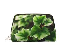 Beauty case in pelle dorata, con stampa di alberi di edera, organizer da viaggio con manico e cerniera, perfetta per l'uso quotidiano, Oro, Taglia unica