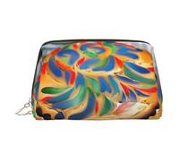 Beauty case in pelle dorata, con stampa di pane dipinto, organizer da viaggio con manico e cerniera, perfetta per l'uso quotidiano, Oro, Taglia unica