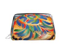 Beauty case in pelle dorata, con stampa di pane dipinto, organizer da viaggio con manico e cerniera, perfetta per l'uso quotidiano, Argento, Taglia unica