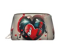 Beauty case in pelle dorata, con stampa di Treble Love and Music, organizer da viaggio con manico e cerniera, perfetta per l'uso quotidiano, Oro, Taglia unica