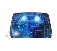 Beauty case in pelle dorata - Intelligenza Artificiale Cervello Stampa Viaggio Cosmetici Borse Organizzatore Portatile di Articoli da toeletta Sacchetto con Cerniera per Uso quotidiano, Oro, Taglia