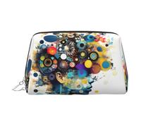Beauty case in pelle dorata - Intelligenza Artificiale Cervello Stampa Viaggio Cosmetici Borse per Donna Cerniera Regalo Ideale per Viaggiatori, Argento, Taglia unica