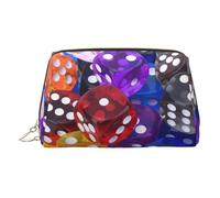 Beauty case in pelle dorata - Set di dadi da gioco con stampa da viaggio, trousse da donna, piccolo organizer con manico, astuccio con cerniera, Oro, Taglia unica