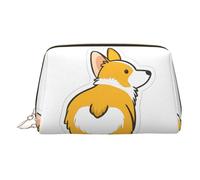 Beauty case in pelle dorata - Simpatica borsa da viaggio con stampa di corgi e culo, organizer portatile per articoli da toeletta, astuccio con cerniera per uso quotidiano, Oro, Taglia unica