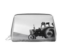 Beauty case in pelle dorata - Trattore Agricoltura Tranquil Print Viaggio Cosmetici Borse Organizzatore Portatile Toilette Pouch Zipper Pouch per uso quotidiano, Argento, Taglia unica