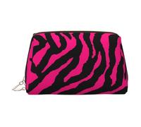Beauty case in pelle dorata - Zebra Tigre leopardo rosa stampa borsa cosmetica da viaggio per donne, piccolo organizer con manico, astuccio con cerniera, Oro, Taglia unica
