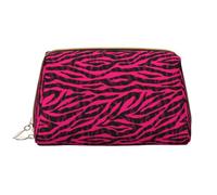 Beauty case in pelle, nero rosso rosa brillante stampa zebra borse cosmetiche da viaggio borsa da toilette per donne, borsa per il trucco, borsa organizer per trucchi di grande capacità, custodia per