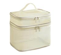 Beauty case in rete a rete, borsa da doccia in rete di nylon a doppio strato, borsa da viaggio riutilizzabile, borsa per cosmetici, organizer per cosmetici, Giallo chiaro, Siehe Beschreibung, Vedi