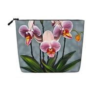 Beauty case in stile canapa con orchidee fiorite, impermeabile, organizer per cosmetici per articoli da toeletta da viaggio e per riporre tutti i giorni