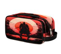 Beauty case in stile giapponese con silhouette samurai per uomini e donne, borsa per cosmetici con manico, organizer da viaggio, borsa portatile impermeabile per palestra, vacanze, campeggio, sport
