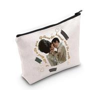 Beauty case in tela ispirato alla regina Charlotte e King George con citazione d'amore, Between Heavens Bag Eu, Borsa cosmetica con stampa